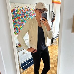 Selling my beige Leather Jacket classy motorbike style